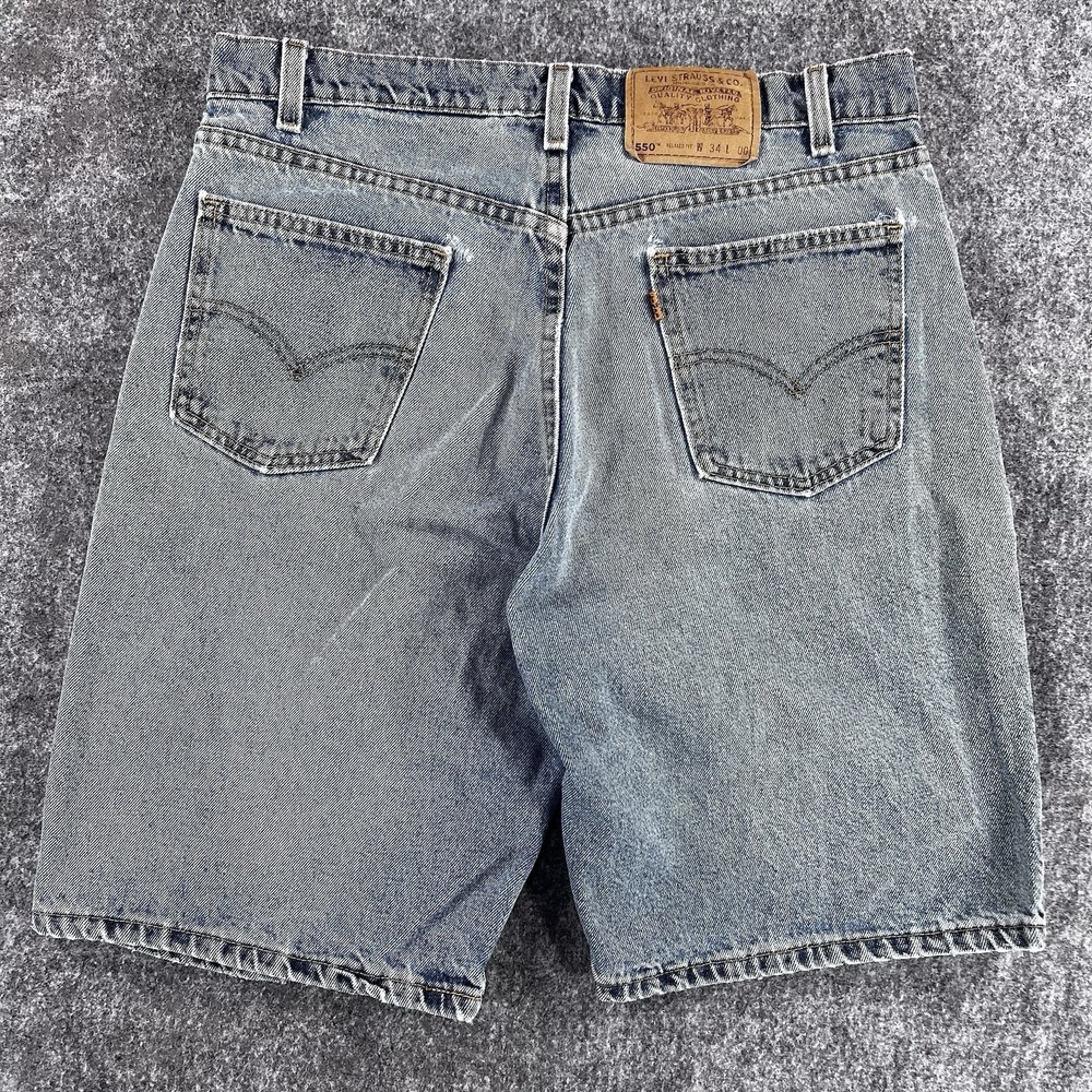 Vintage 90s Levi's 550 Size 34‎ Relaxed Fit Denim Blue Jeans Orange Tab Shorts